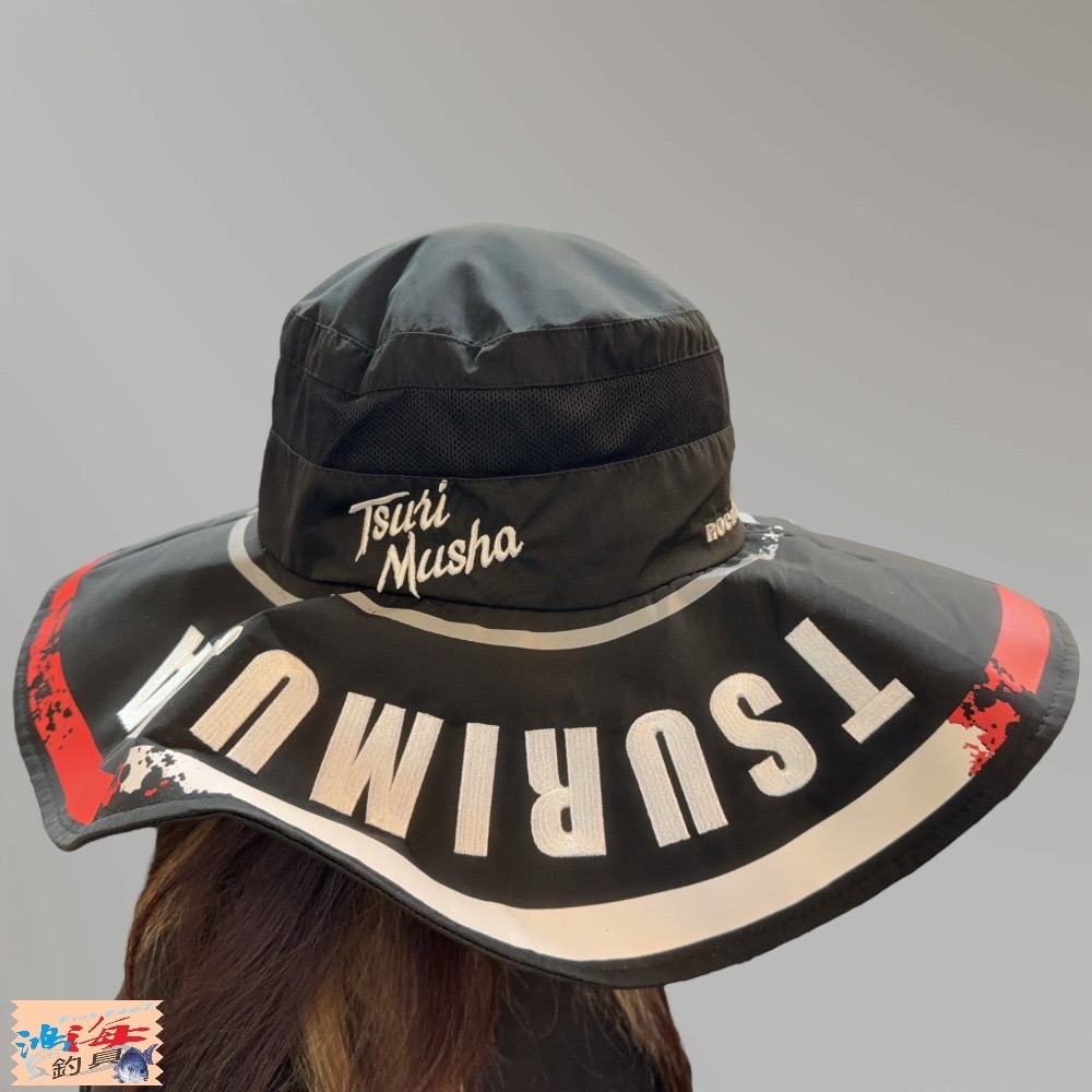 中壢鴻海釣具【TSuriMusha】釣武者 ノッポハット 黑色漁夫帽 遮陽帽-細節圖6