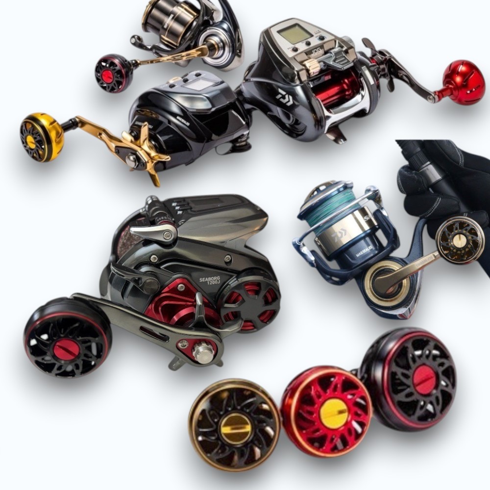 中壢紅海釣具【DAIWA】 SLP WORKS 鋁合金 球型 L-45mm 改裝握丸#黑紅色 捲線器改裝握丸-細節圖11