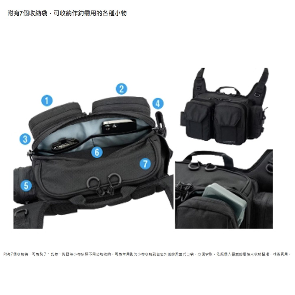 中壢鴻海釣具【SHIMANO】 BS-221W 黑色肩背包 多功能置物包-細節圖7