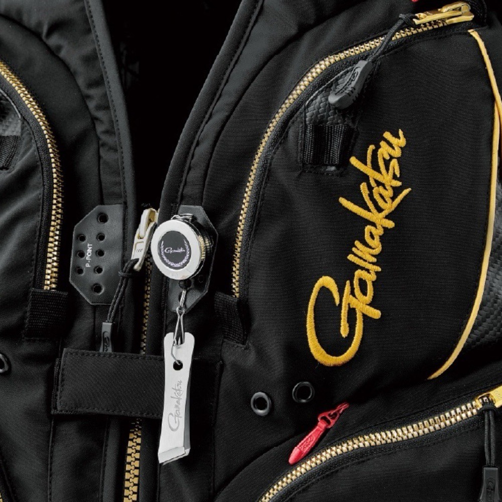 中壢鴻海釣具【gamakatsu】 GM-2329 黑色×金色半網狀釣魚背心 (25年款) GM2329-細節圖7