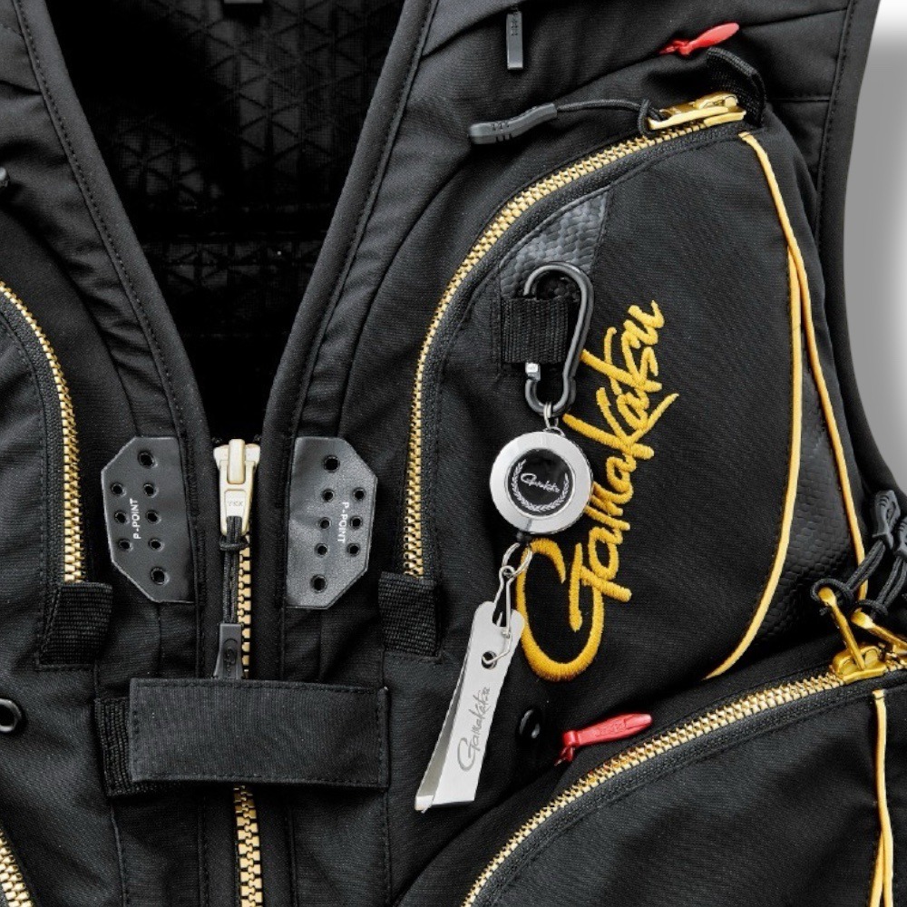 中壢鴻海釣具【gamakatsu】 GM-2329 黑色×金色半網狀釣魚背心 (25年款) GM2329-細節圖8