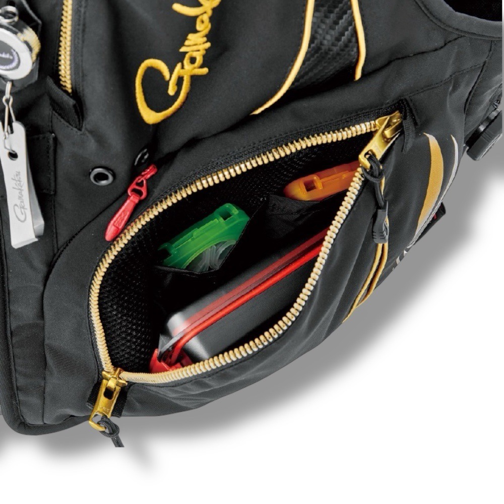 中壢鴻海釣具【gamakatsu】 GM-2329 黑色×金色半網狀釣魚背心 (25年款) GM2329-細節圖10