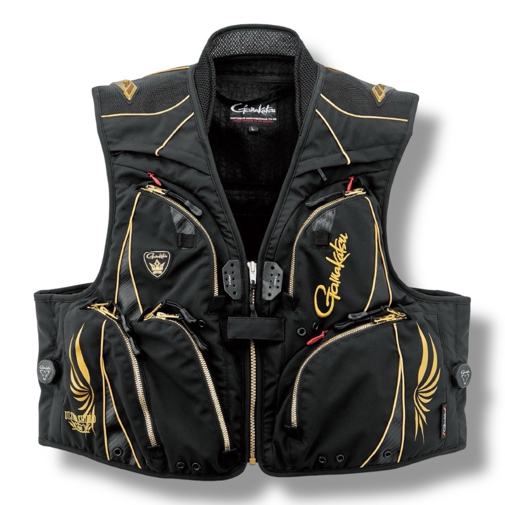 中壢鴻海釣具【gamakatsu】 GM-2329 黑色×金色半網狀釣魚背心 (25年款) GM2329-規格圖11