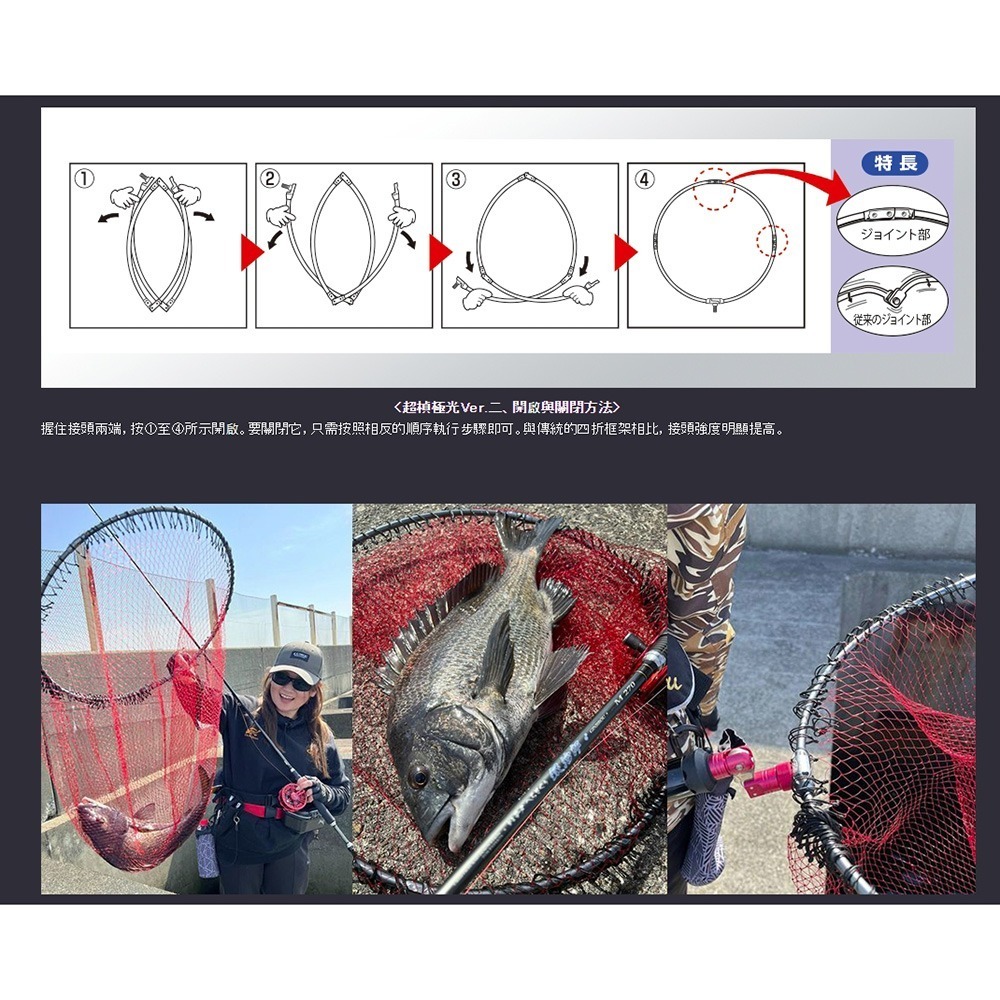 中壢鴻海釣具【SIYOUEI】 昌榮 ウルトラフレーム 極 Ver.II 網付 網框 磯撈網-細節圖9