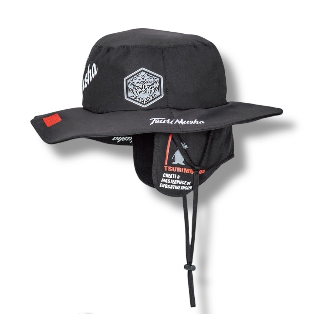 中壢鴻海釣具【TSuriMusha】 釣武者  黑色防曬漁夫帽 (25年春夏款)-細節圖3