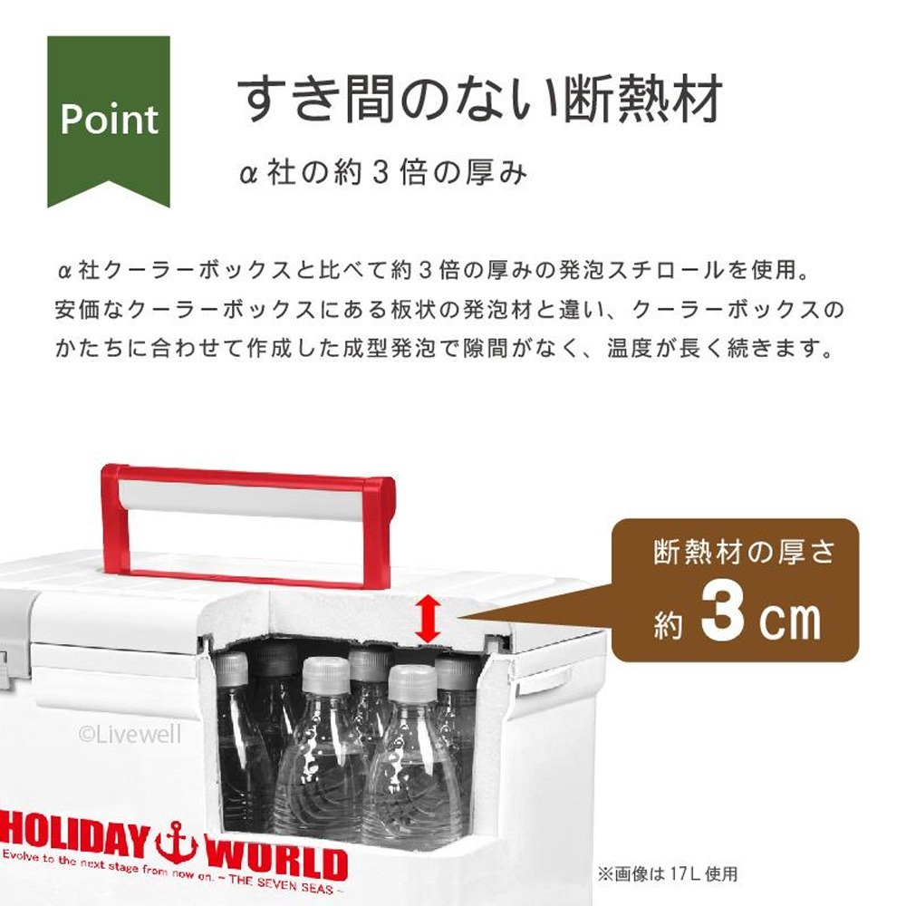 中壢鴻海釣具【SHINWA】伸和 HOLIDAY WORLD LC11L 紅白色保冷保溫冰箱 (日本製) 冰桶-細節圖9