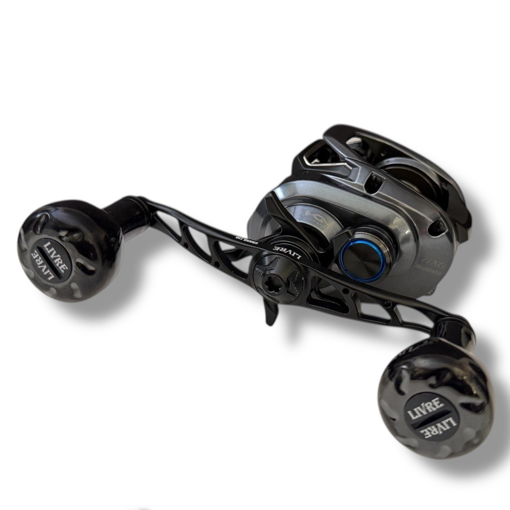 中壢鴻海釣具【LIVRE】BLACK LION×LIVRE Cachalot bt 110 限量黑色鈦金屬色改裝握丸-細節圖3