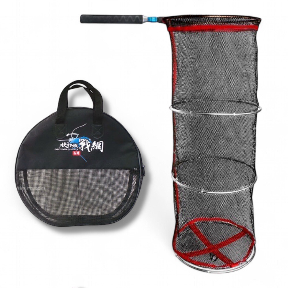 中壢鴻海釣具【白鯨】白鯨蝦戰網(白鐵框) 3尺4環+1尺框(網袋+快拆自重棒)-細節圖2