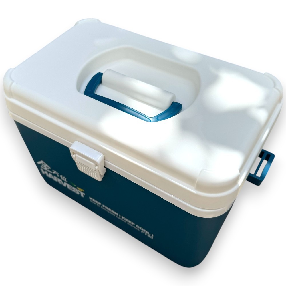 【中壢紅海釣具】全方位冰箱 8L藍色 綠色活魚桶 活餌桶 附內網/小撈網/內盒/背帶-細節圖4