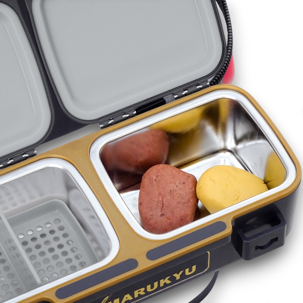 中壢紅海釣具【MARUKYU】パワーエサバケットＳＰ ホワイト 雙格保冷餌盒 南極蝦盒-細節圖6