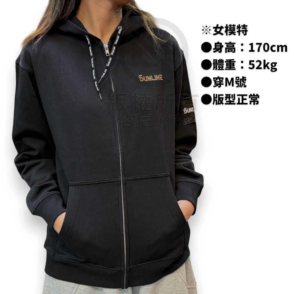 中壢紅海釣具【SUNLINE】SUW-15507 黑色全拉鍊連帽外套 (25年秋冬款)-細節圖4