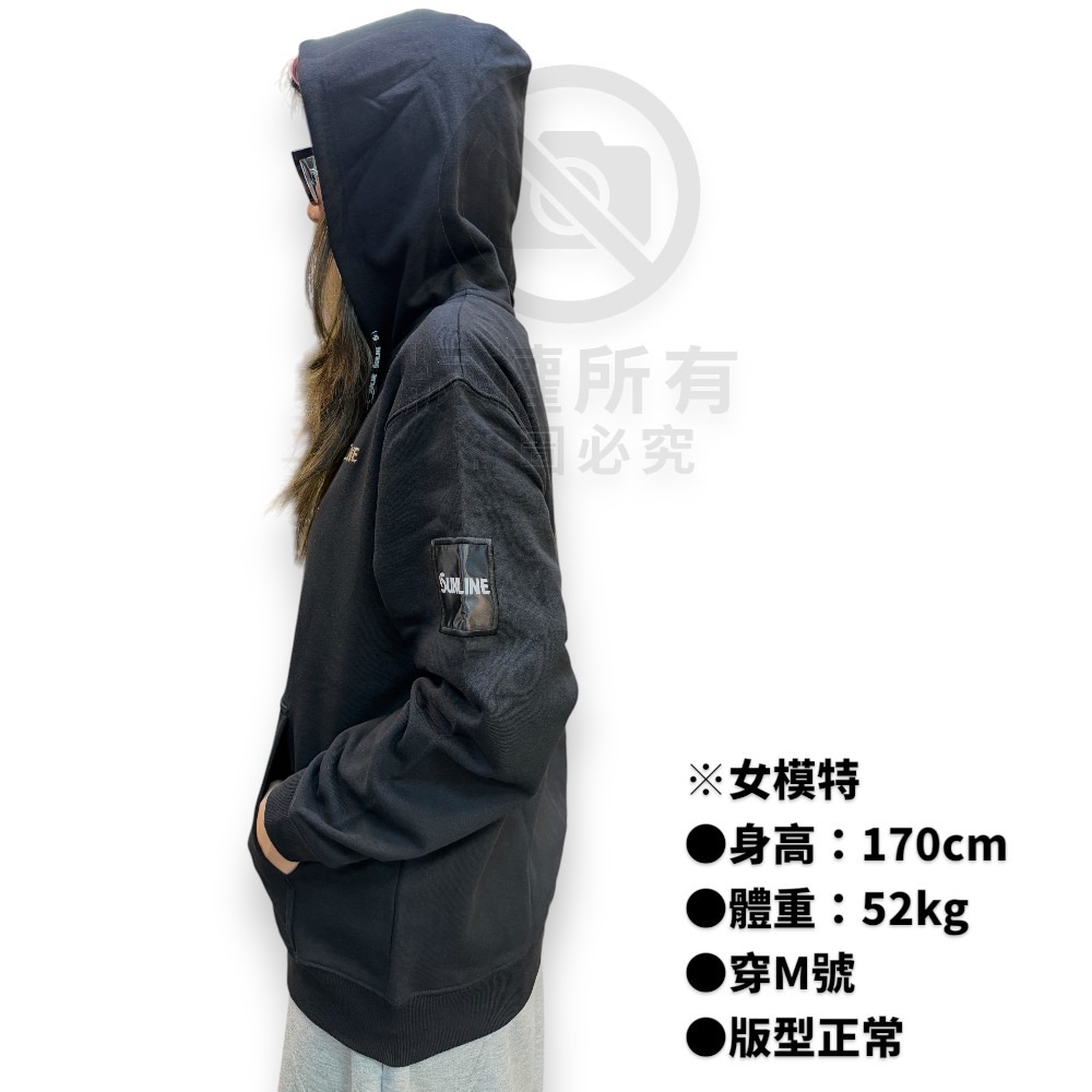 中壢紅海釣具【SUNLINE】SUW-15507 黑色全拉鍊連帽外套 (25年秋冬款)-細節圖5