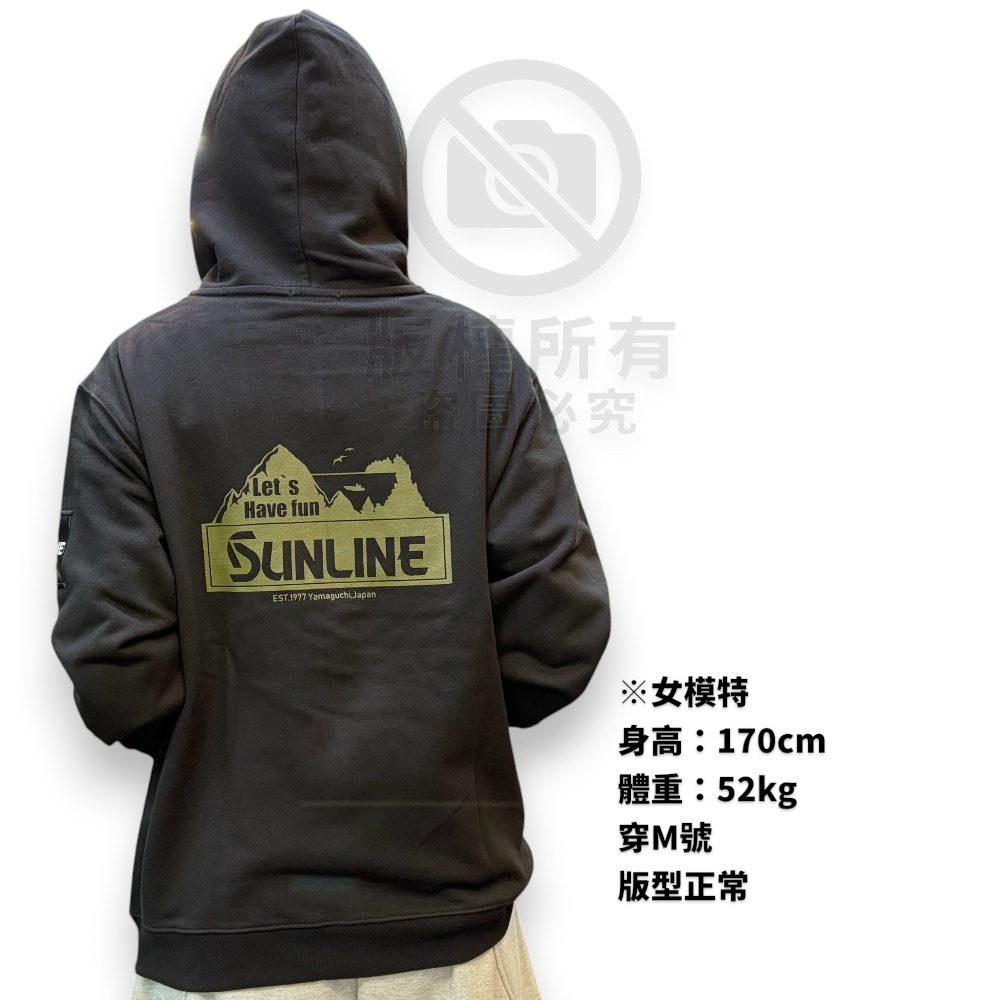 中壢紅海釣具【SUNLINE】SUW-15507 黑色全拉鍊連帽外套 (25年秋冬款)-細節圖6