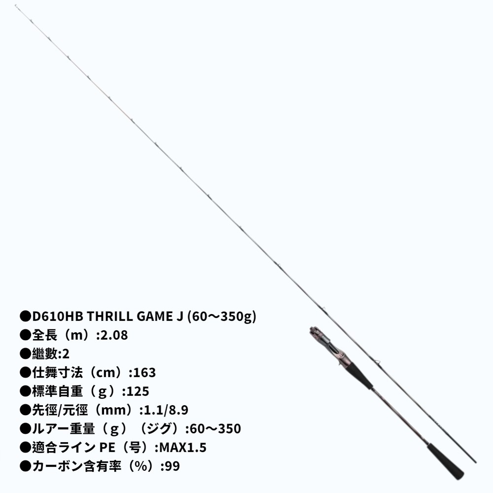 中壢紅海釣具【DAIWA】紅牙 KOHGA EX D610HB THRILL GAME J (60～350g) 游動丸竿-細節圖3