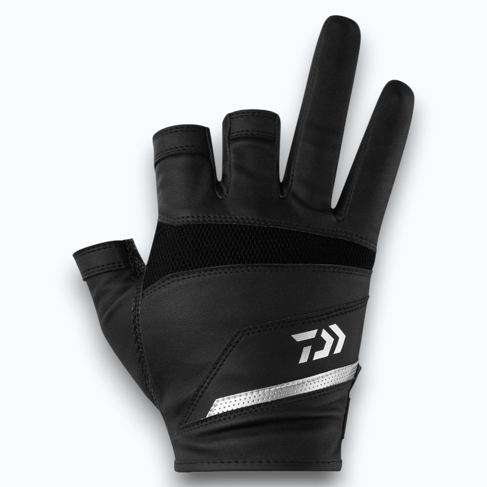 中壢紅海釣具【DAIWA】DG-2226 黑色仿皮網眼露三指手套 [26年款]-細節圖2