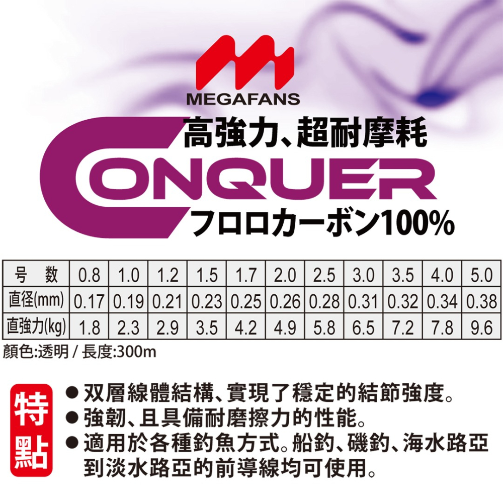 中壢紅海釣具【HARiMitsu】CONQUAR(征服)-300m 碳素線 卡夢線-細節圖6