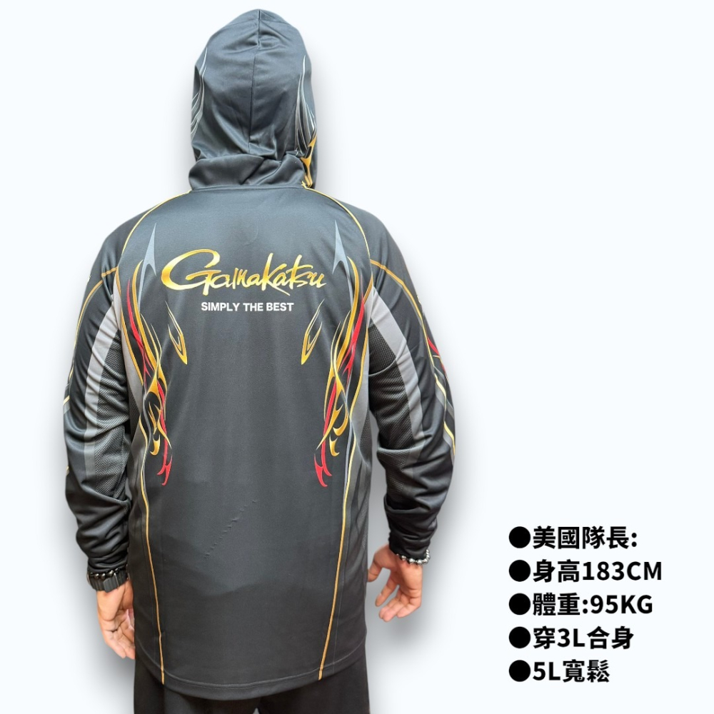 中壢紅海釣具【gamakatsu】GM-3816 吸水速乾連帽長袖釣魚衫 (26年春夏款)-細節圖7