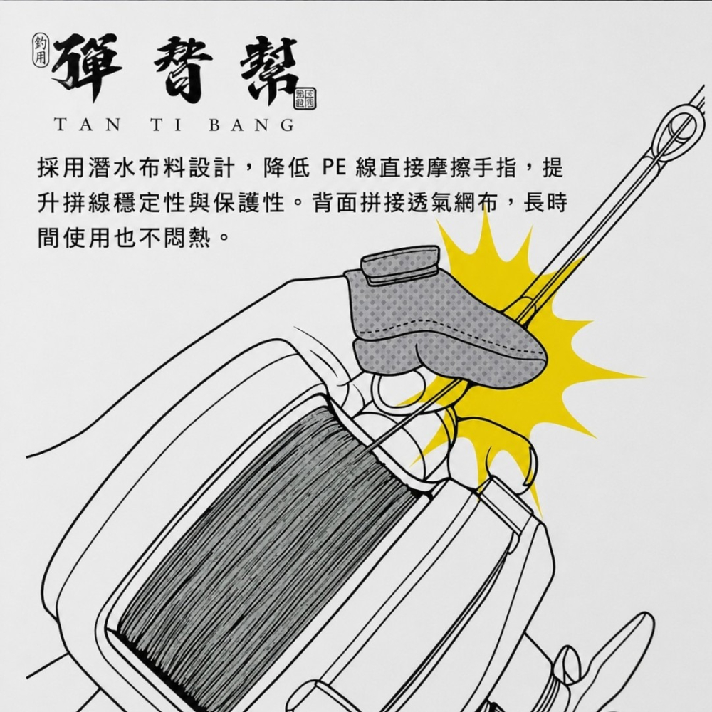 中壢紅海釣具【TTB彈替幫指套】PE線防磨手指套 路亞拋投指套 船釣指套 磯釣遠投保護套 透氣耐磨-細節圖5