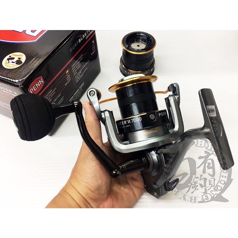 ◎百有釣具◎PENN 戰鬥型灘釣遠投捲線器 SURF BLASTER II 7000 雙線杯設計 7+1滑順培林-細節圖7