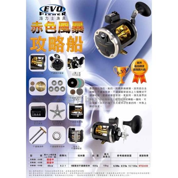 ◎百有釣具◎ 海力士 EVO  攻略船X-300 / X-500型 鼓式捲線器 最超值的 附碼表捲線器-細節圖8