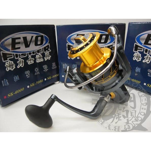 ◎百有釣具◎台灣海力士 EVO 遠征 SK-6000/7000/8000型 大物專用捲線器~獨家低轉速齒輪比-細節圖3