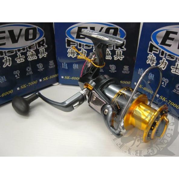 ◎百有釣具◎台灣海力士 EVO 遠征 SK-6000/7000/8000型 大物專用捲線器~獨家低轉速齒輪比-細節圖4