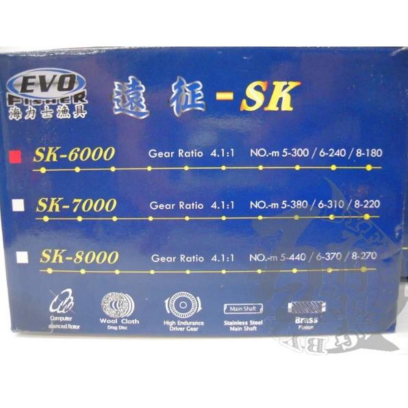 ◎百有釣具◎台灣海力士 EVO 遠征 SK-6000/7000/8000型 大物專用捲線器~獨家低轉速齒輪比-細節圖5