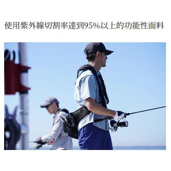 ◎百有釣具◎SHIMANO SH-020W 復古 尊貴 防潑水 機能 短袖 襯衫 藍色 規格:L-細節圖3