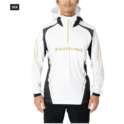 ◎百有釣具◎SHIMANO 23 SH-124W LIMITED PRO 頂級 連帽 長袖釣魚衫 白色/紅色 規格:L-細節圖2