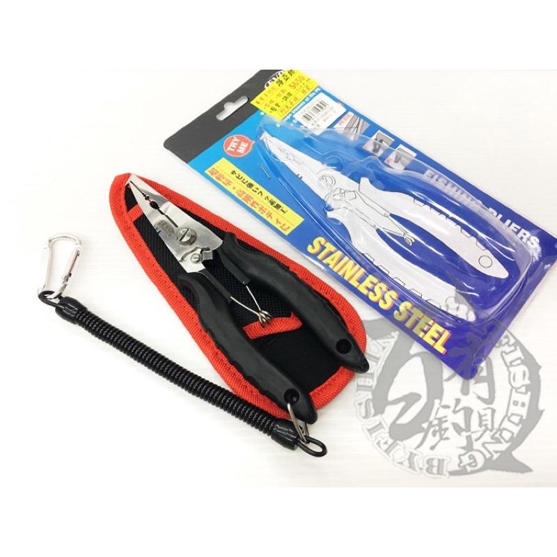 ◎百有釣具◎專業 不鏽鋼多功能路亞鉗 剪線 脫鉤 壓管 調環 附失手繩 附腰套-細節圖2