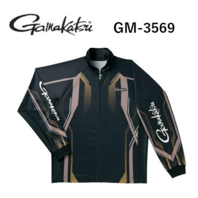◎百有釣具◎Gamakatsu GM-3569 Full Zip Tournament Shirt頂級長袖拉鍊排汗衫黑色