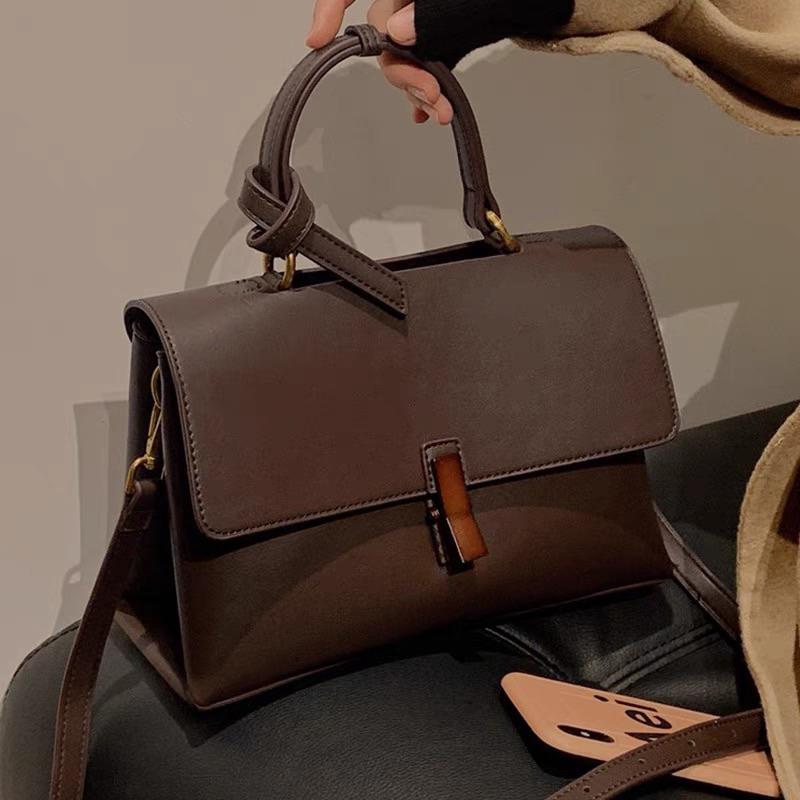 ʀᴏᴀɴɴᴀ_ᴋʀ自留韓國🇰🇷IG熱銷大爆款高級感桃木復古納帕紋軟皮革包單肩斜挎包手提包包新款潮大容量青春女生包包-細節圖4