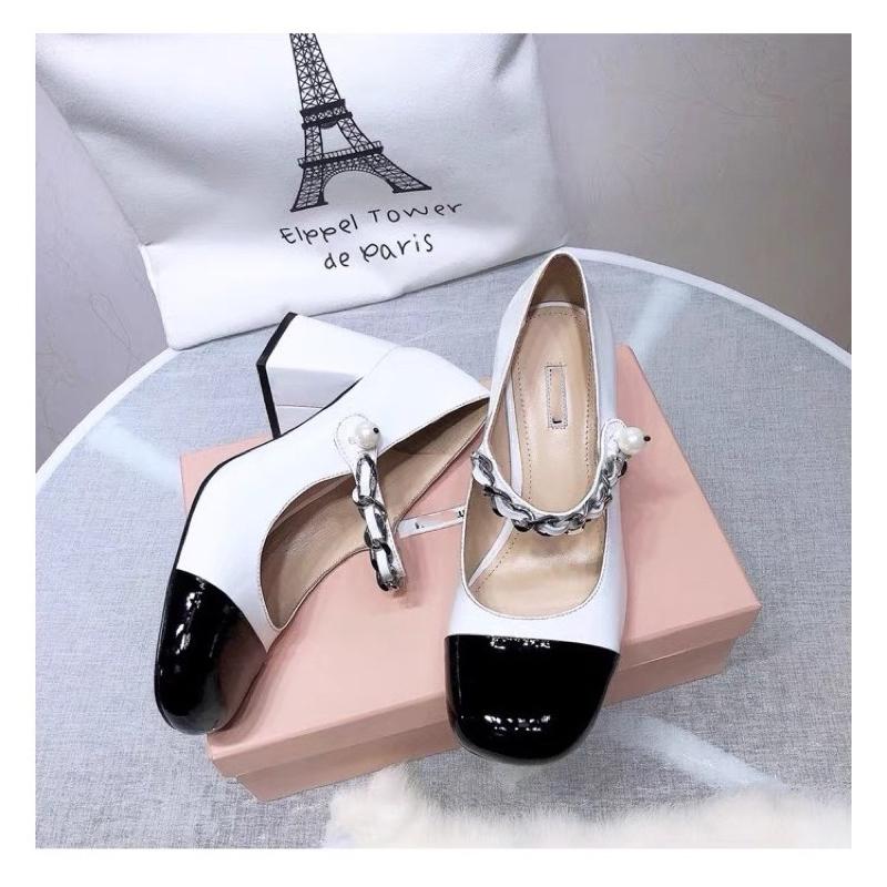 ʀᴏᴀɴɴᴀ_ᴋʀ客訂款🌟字母芭蕾舞高跟鞋春夏新款網紗波點方頭粗跟涼鞋女中跟瑪麗珍鞋-細節圖6