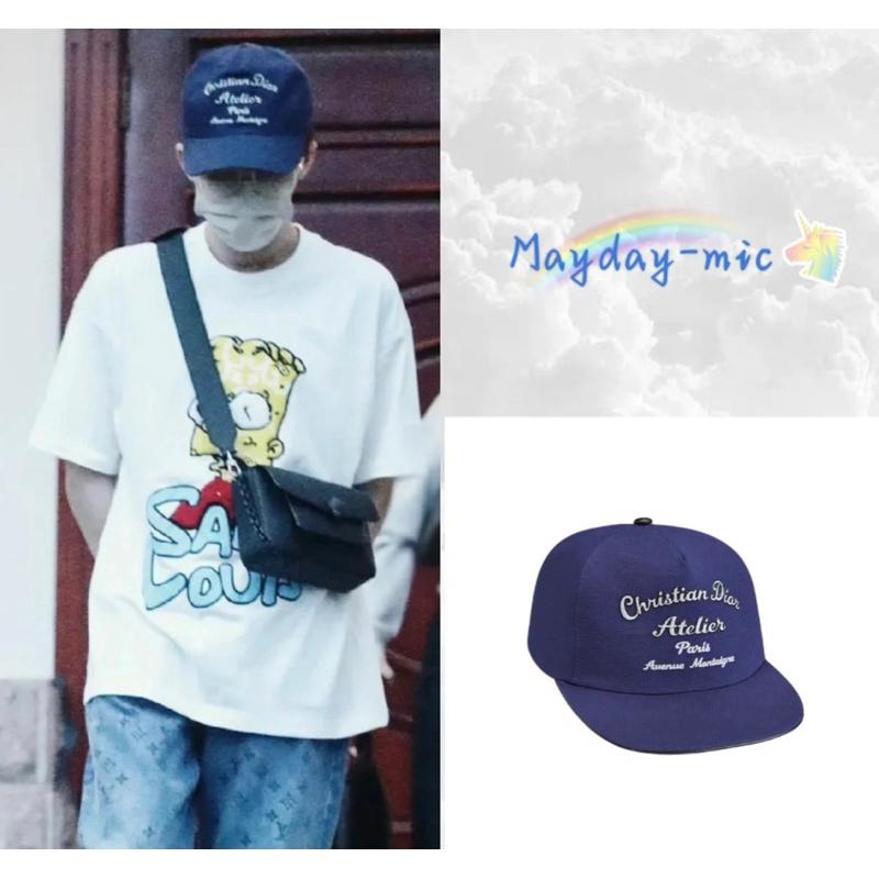 ʀᴏᴀɴɴᴀ_ᴋʀ「時髦神器」修飾頭型神器韓版新款𝐷𝑖𝑜𝑟家硬挺又修飾臉型黑色棉質帆布標徽刺繡休閒棒球帽鴨舌帽老帽-細節圖3