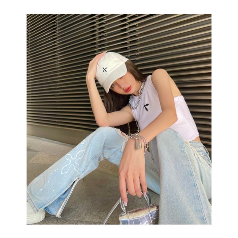 ʀᴏᴀɴɴᴀ_ᴋʀ黃曉明白鹿同款時尚潮牌SMF新款永恆十字軟頂棒球帽男女防曬鴨舌帽-細節圖4