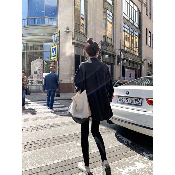 ʀᴏᴀɴɴᴀ_ᴋʀ腳口不規則黑色修身打底褲女高腰設計感小腳褲百搭顯瘦長褲-細節圖7