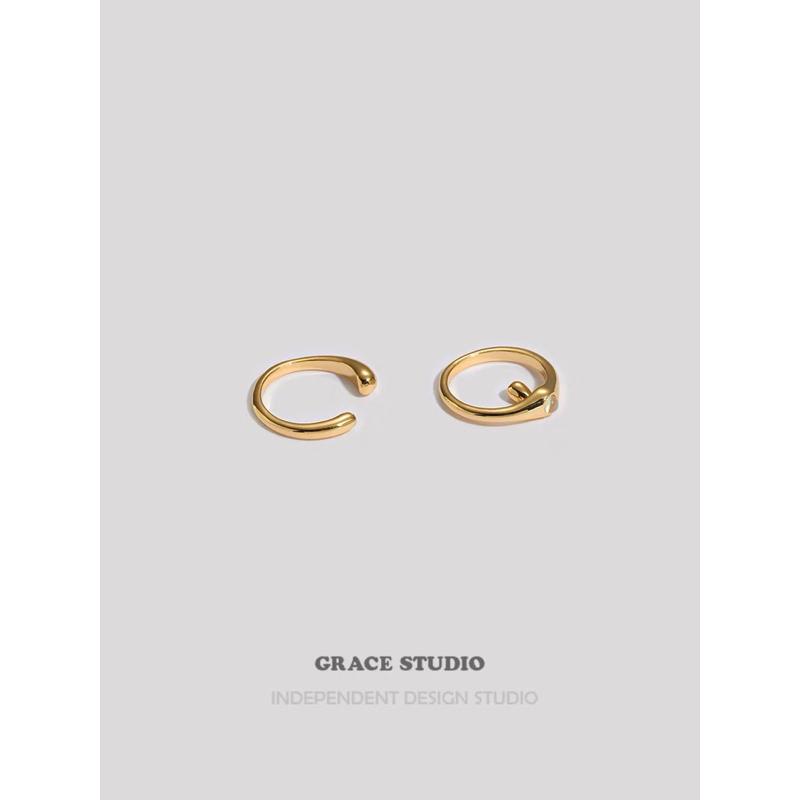 ʀᴏᴀɴɴᴀ_ᴋʀ蘇美之吻簡約法式小眾水滴開口戒指女設計感疊戴金屬風指環-細節圖7