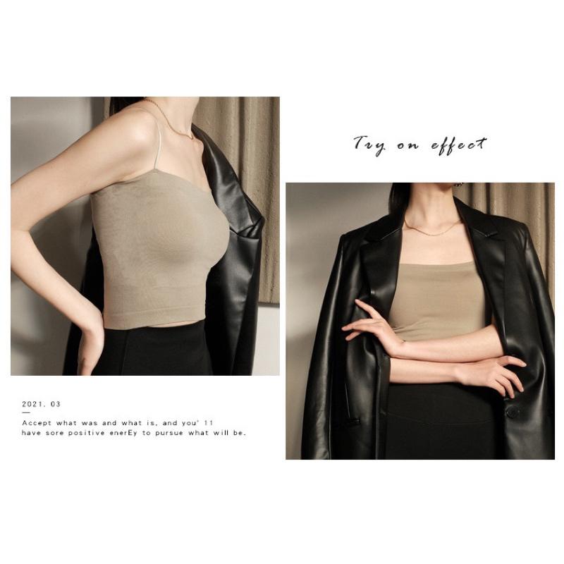 ʀᴏᴀɴɴᴀ_ᴋʀ完美遮副乳神器夏季新款黑色純色白色顯瘦乳膠墊無痕抹胸吊帶內衣背心女-細節圖6