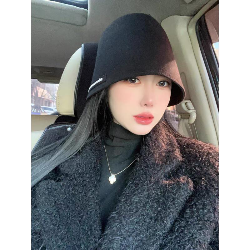 ʀᴏᴀɴɴᴀ_ᴋʀ  「低調感的高級」𝑎𝑙𝑒𝑥𝑎𝑛𝑑𝑒𝑟𝑤𝑎𝑛𝑔完美修飾頭型羊毛水桶帽黑色個性潮盆帽日系百搭羊毛呢漁夫帽-細節圖8