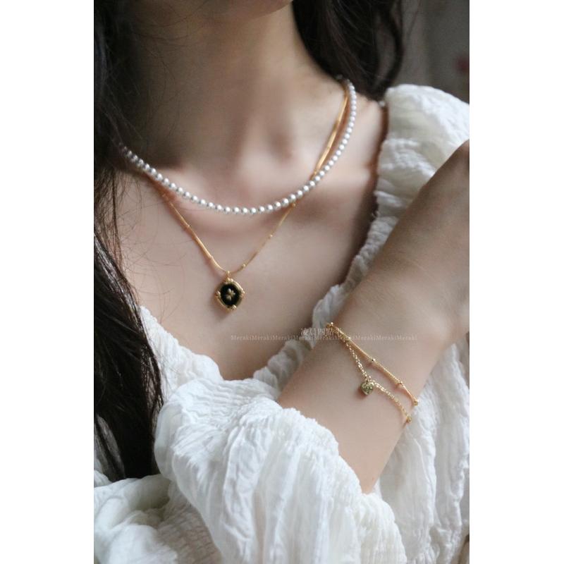 ʀᴏᴀɴɴᴀ_ᴋʀ凌晨四點半 零星幾點丨純銀鍍14k金簡約手鍊愛心極細雙層日常素鏈-細節圖5