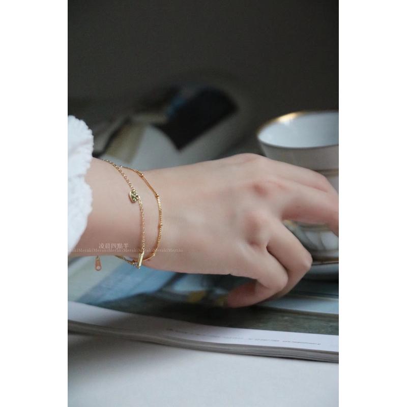 ʀᴏᴀɴɴᴀ_ᴋʀ凌晨四點半 零星幾點丨純銀鍍14k金簡約手鍊愛心極細雙層日常素鏈-細節圖6