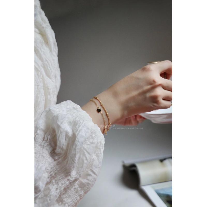 ʀᴏᴀɴɴᴀ_ᴋʀ凌晨四點半 零星幾點丨純銀鍍14k金簡約手鍊愛心極細雙層日常素鏈-細節圖8