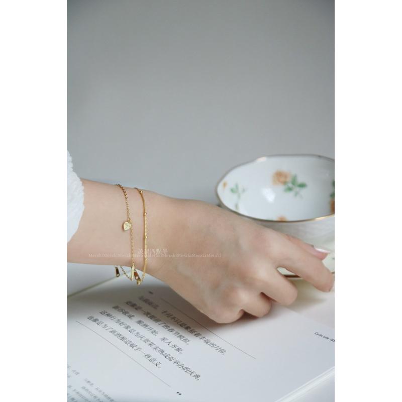 ʀᴏᴀɴɴᴀ_ᴋʀ凌晨四點半 零星幾點丨純銀鍍14k金簡約手鍊愛心極細雙層日常素鏈-細節圖9