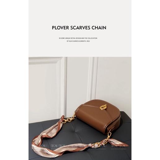 ʀᴏᴀɴɴᴀ_ᴋʀ背著怎麼樣都時髦高級感洋氣百搭馬鞍包絲巾鍊條高質感單肩斜挎包-細節圖4