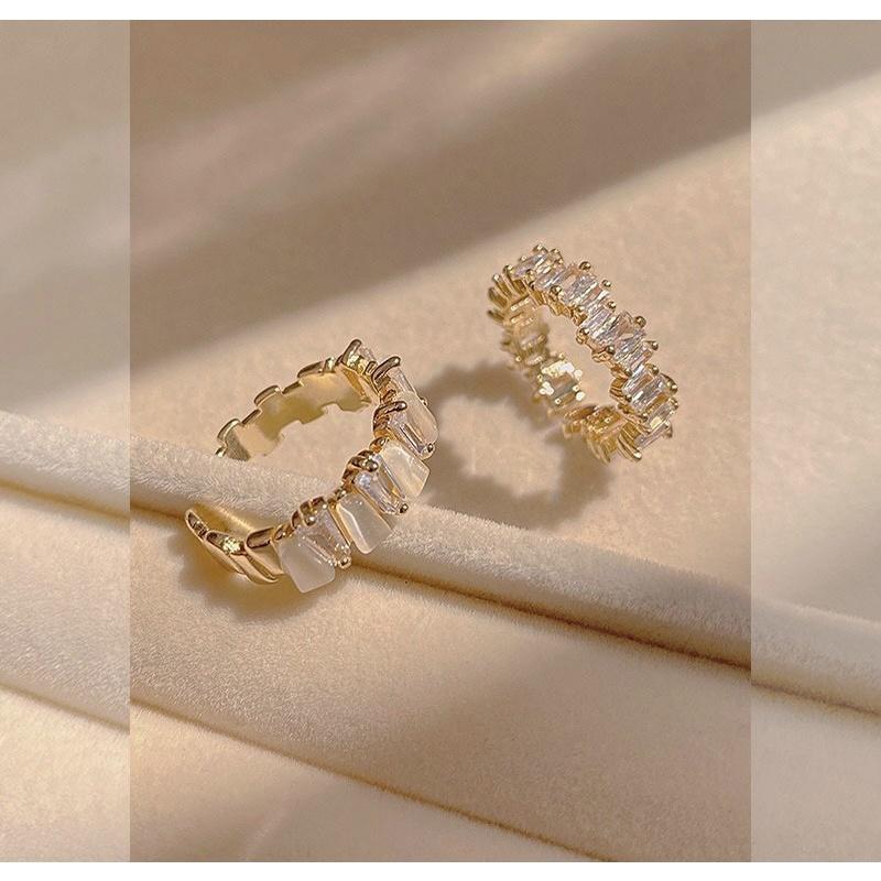 ʀᴏᴀɴɴᴀ_ᴋʀ高級感兩件套裝水晶戒指小眾設計開口可調節食指戒時尚個性戒指簡約個性戒指-細節圖4