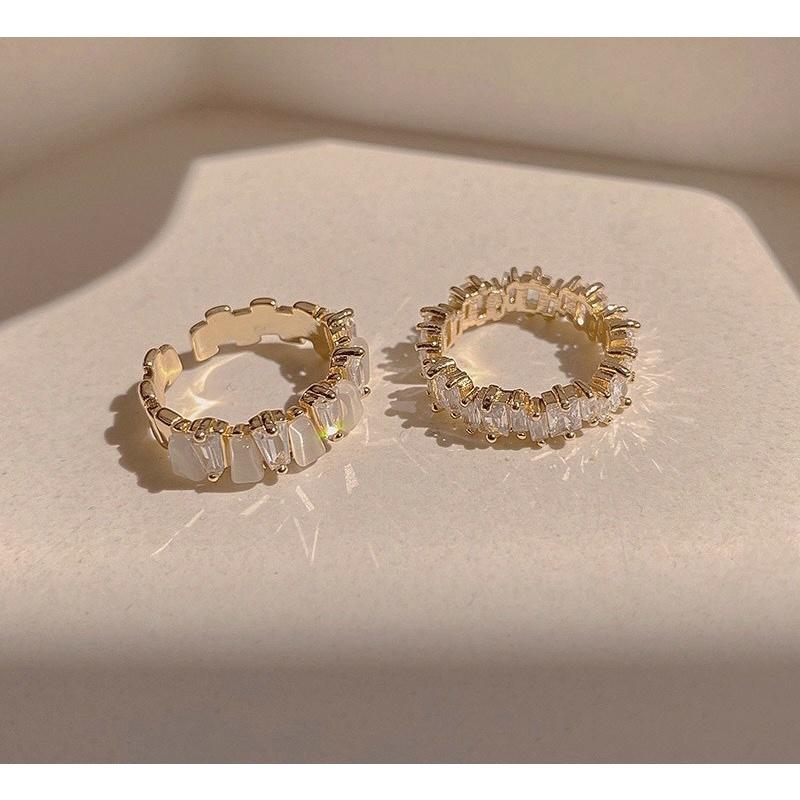 ʀᴏᴀɴɴᴀ_ᴋʀ高級感兩件套裝水晶戒指小眾設計開口可調節食指戒時尚個性戒指簡約個性戒指-細節圖6