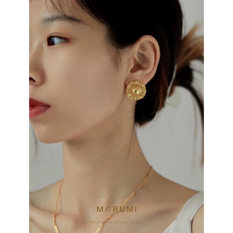 ʀᴏᴀɴɴᴀ_ᴋʀ美的晃眼🥹耳朵上的小草帽耳釘原創設計華麗純銅編織個性潮人款-細節圖2