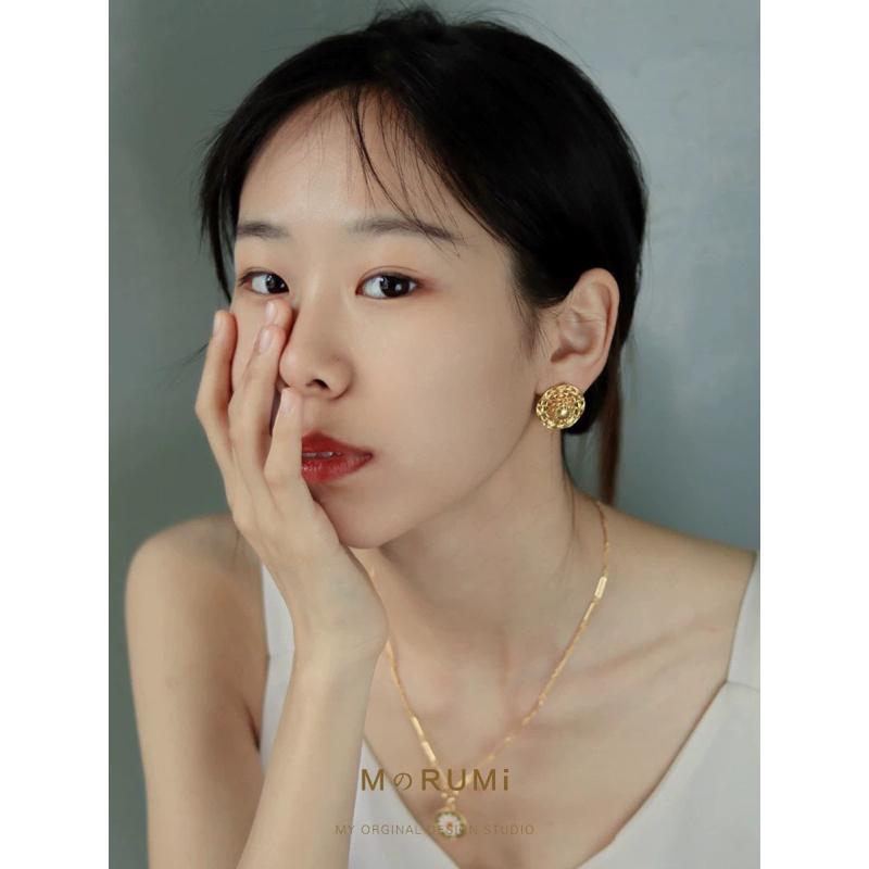 ʀᴏᴀɴɴᴀ_ᴋʀ美的晃眼🥹耳朵上的小草帽耳釘原創設計華麗純銅編織個性潮人款-細節圖3