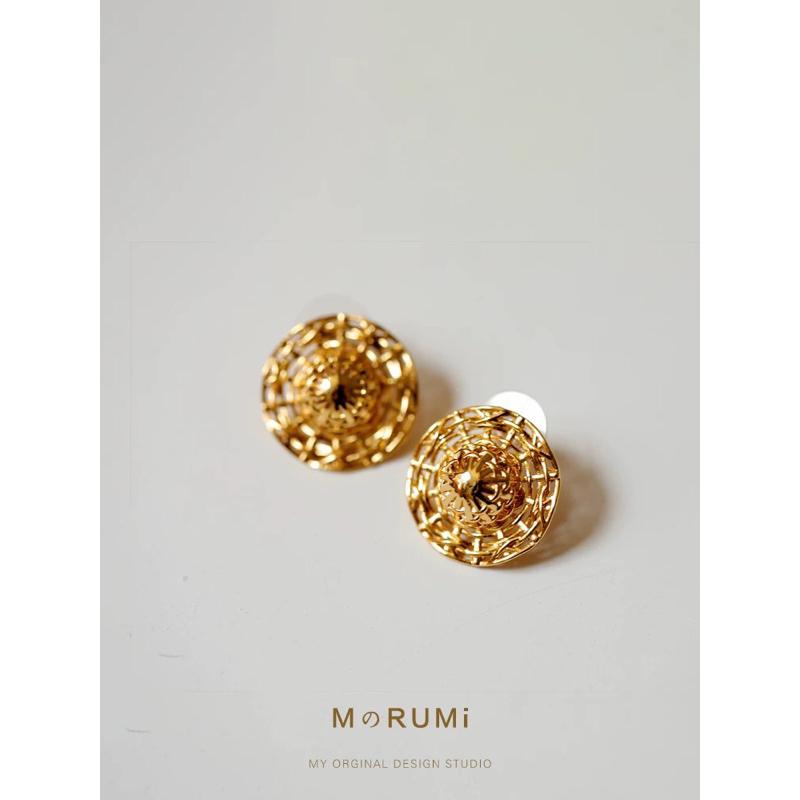 ʀᴏᴀɴɴᴀ_ᴋʀ美的晃眼🥹耳朵上的小草帽耳釘原創設計華麗純銅編織個性潮人款-細節圖4