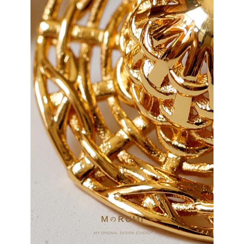 ʀᴏᴀɴɴᴀ_ᴋʀ美的晃眼🥹耳朵上的小草帽耳釘原創設計華麗純銅編織個性潮人款-細節圖9